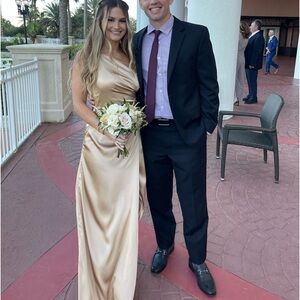 CHARMEUSE DRAPED ONE-SHOULDER BRIDESMAID DRESS